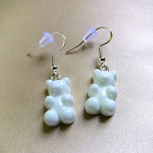 Handmade white gummy bear earrings